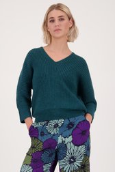 Turquoise ribgebreide trui van Libelle voor Dames