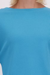 Detail van Turquoise T-shirt met lange mouwen  door D'Auvry voor Dames