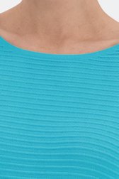 Turquoise truitje met 3/4 mouwen - geribbelde stof van Claude Arielle voor Dames