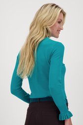 Turquoise truitje met hoge hals van Claude Arielle voor Dames