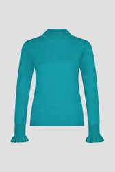 Turquoise truitje met hoge hals van Claude Arielle voor Dames