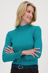 Turquoise truitje met hoge hals van Claude Arielle voor Dames