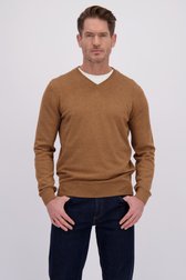 Vidéo de Fin pull marron à col en V  de Dansaert Blue pour Hommes