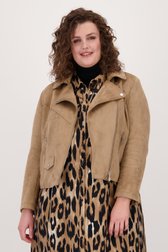 Veste biker beige foncé de Only Carmakoma pour Femmes