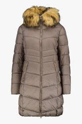 Veste d'hiver matelassé de couleur taupe à capuche de D'Auvry pour Femmes