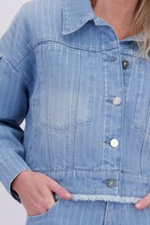 Détail de Veste en jean bleue à rayures de AC by Annelien Coorevits pour Femmes