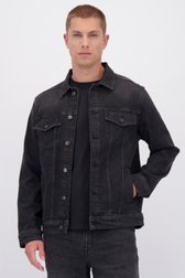 Le devant de Veste en jean noire de Liberty Island Denim pour Hommes