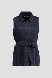 Photo produit 1 de Veste en jean noire sans manches avec lien à nouer de Liberty Island Denim pour Femmes