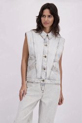 Le devant de Veste en jean sans manches gris clair de Louise pour Femmes