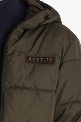 Veste matelassée kaki avec capuche de Ravøtt pour Hommes