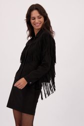 Le devant de Veste noire à franges de Louise pour Femmes