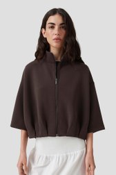Le devant de Veste sweat marron à manches 3/4 de Opus pour Femmes