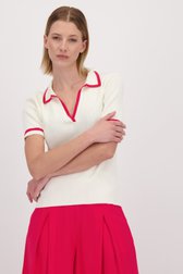 Vidéo de Pull blanc avec col polo et accent rouge de D'Auvry pour Femmes