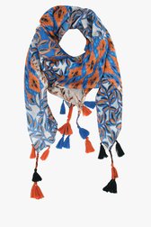 Vierkant sjaaltje met oranje-blauwe print  van Liberty Island voor Dames