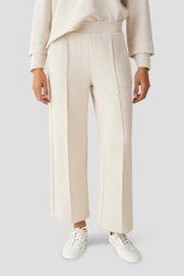 Voorkant van Wijde beige broek in sweatstof door Opus voor Dames