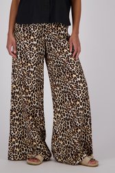 Wijde beige broek met bruine luipaardprint van Louise voor Dames