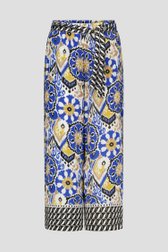 Wijde blauwe broek met print - 7/8 lengte van More & More voor Dames