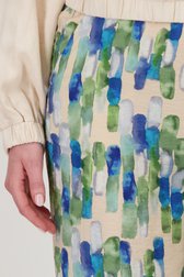 Wijde broek met blauw-groene aquarelprint  van Liberty Loving nature voor Dames