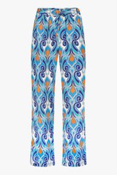 Wijde broek met blauw-oranje print van More & More voor Dames