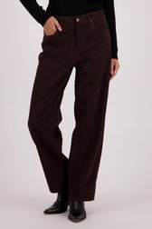 Voorkant van Wijde bruine jeans met luipaardprint door Louise voor Dames