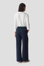 Wijde donkerblauwe broek met elastische tailleband van Opus voor Dames