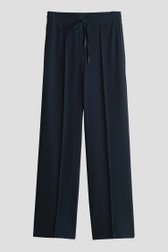 Wijde donkerblauwe broek met elastische tailleband van Opus voor Dames