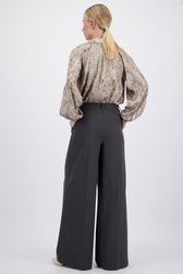 Achterkant van Wijde donkergrijze broek met bandplooien door D'Auvry Studio voor Dames