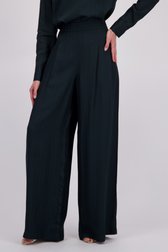 Voorkant van Wijde donkergroene broek met gestreept motief door D'Auvry voor Dames