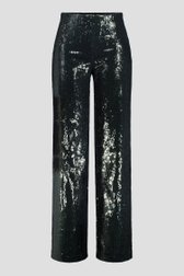 Productfoto 1 van Wijde donkergroene broek met pailletten door D'Auvry voor Dames