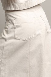 Detail van Wijde ecru jeansrok  door Liberty Island Denim voor Dames