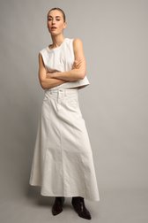 Voorkant van Wijde ecru jeansrok  door Liberty Island Denim voor Dames
