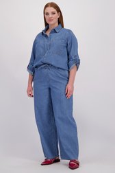 Voorkant van Wijde gestreepte broek met jeanslook door ONLY Carmakoma voor Dames