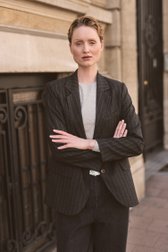 Extra foto 5 van Wijde grijze broek met krijtstreep door Louise voor Dames