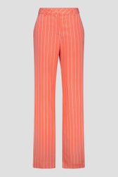 Wijde koraalroze broek met krijtstreep van D'Auvry voor Dames