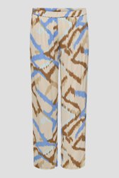 Wijde lichtbeige broek met bruine-blauwe print van Only Carmakoma voor Dames