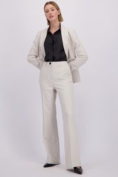 Voorkant van Wijde lichtgrijze broek met strepen door D'Auvry voor Dames