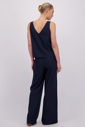 Achterkant van Wijde navy linnen broek door Liberty Island voor Dames