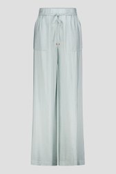 Wijde pastelturqoise broek in glansstof van Louise voor Dames
