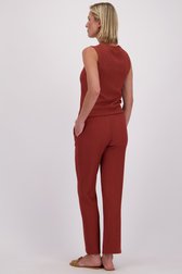 Achterkant van Wijde roestbruine broek met elastische taille  door Claude Arielle voor Dames