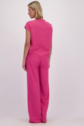 Achterkant van Wijde roze broek met elastische taille door Claude Arielle voor Dames