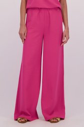 Detail van Wijde roze broek met elastische taille door Claude Arielle voor Dames