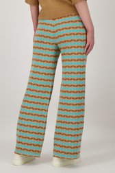 Wijde turquoise broek met print  van Libelle voor Dames