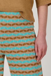Wijde turquoise broek met print  van Libelle voor Dames