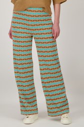 Wijde turquoise broek met print  van Libelle voor Dames