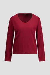 Productfoto 1 van Wijnrode blouse met structuur en V-hals door Claude Arielle voor Dames