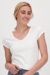 Wit basic T-shirt met V-hals van Liberty Island voor Dames