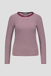 Productfoto 1 van Wit-bordeaux gestreept T-shirt met lange mouwen door Liberty Island voor Dames