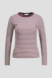 Productfoto 1 van Wit-bordeaux gestreept T-shirt met lange mouwen door Liberty Island voor Dames