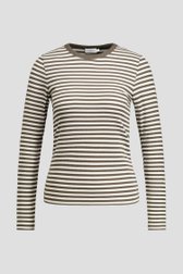 Productfoto 1 van Wit-donkergroen gestreept T-shirt met lange mouwen door Liberty Island voor Dames