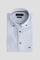 Voorkant van Wit hemd fijne donkerblauwe print - Comfort fit  door Dansaert Blue voor Heren